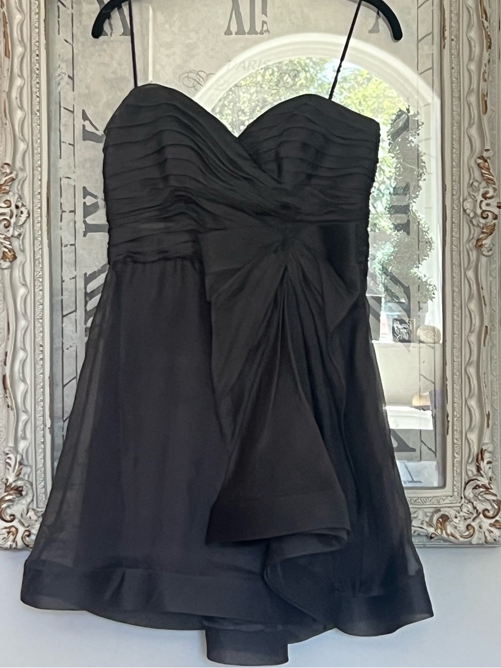 A.B.S collection by Allen Schwartz, dark gray silk strapless mini dress